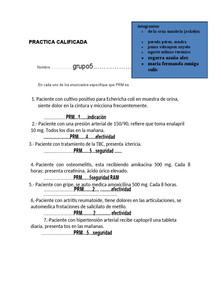 Clasificación de PRM en Pacientes | PDF | Especialidades Medicas ...