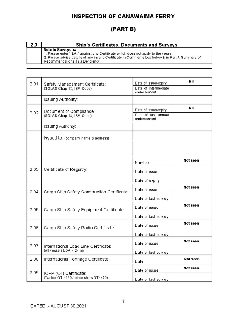 Canawaima Ferry Schedule