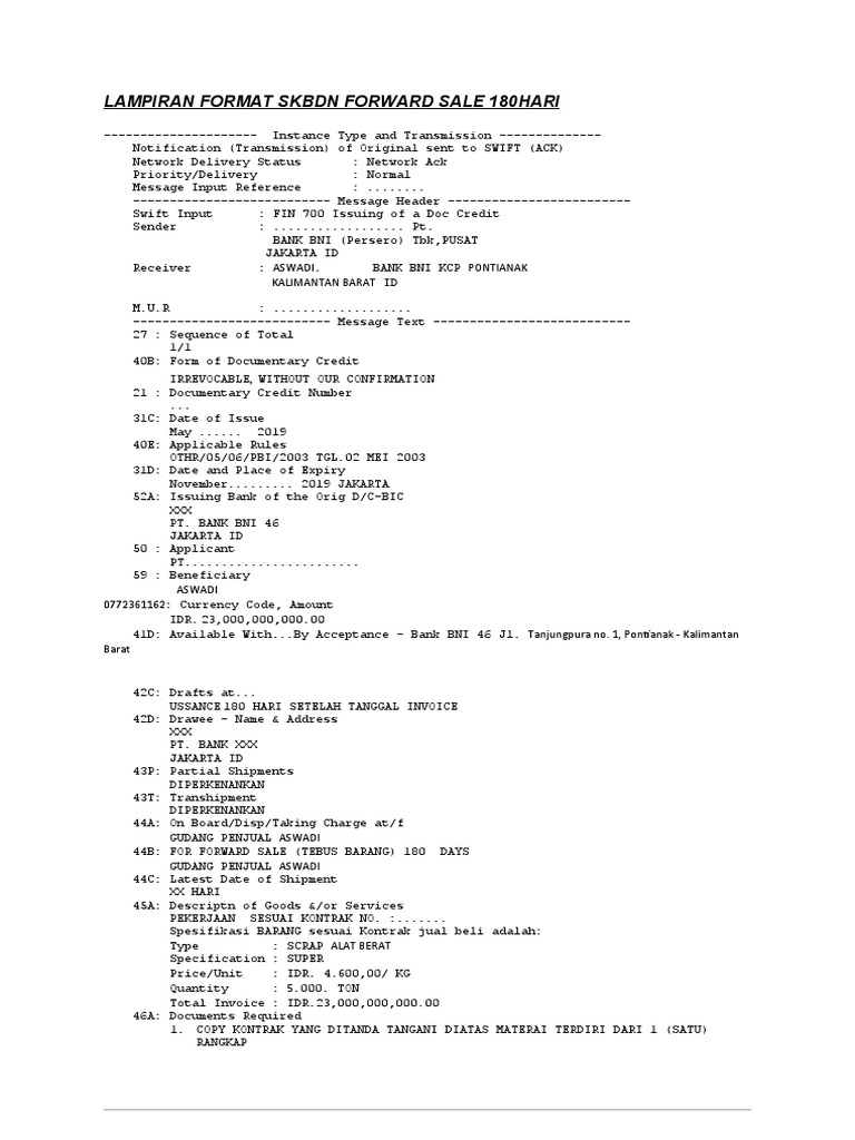 Format SKBDN untuk Penjualan Maju | PDF | Teknologi & Rekayasa