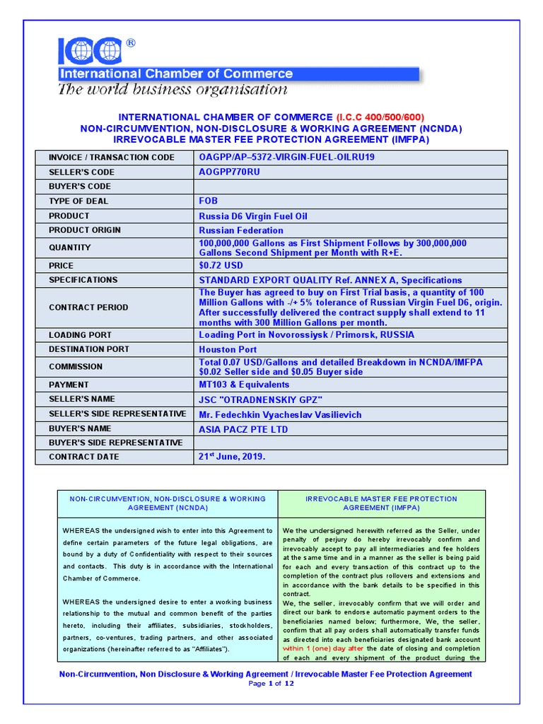 IMFPA Agreement for Asia Pacz Pte Ltd | PDF | Wire Transfer | Financial ...
