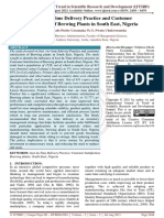 Just - in Time Delivery Practice and Customer Satisfaction of Brewing Plants in South East, Nigeria