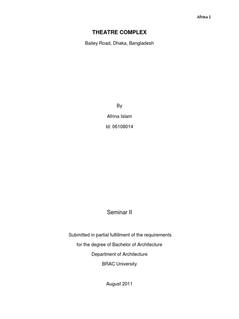 Theatre Complex Bailey Road PDF