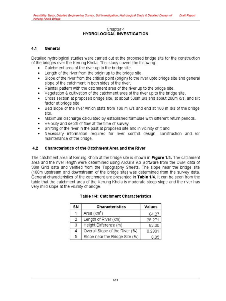 Hydrological Study for Kerung Khola Bridge | PDF | Drainage Basin | River