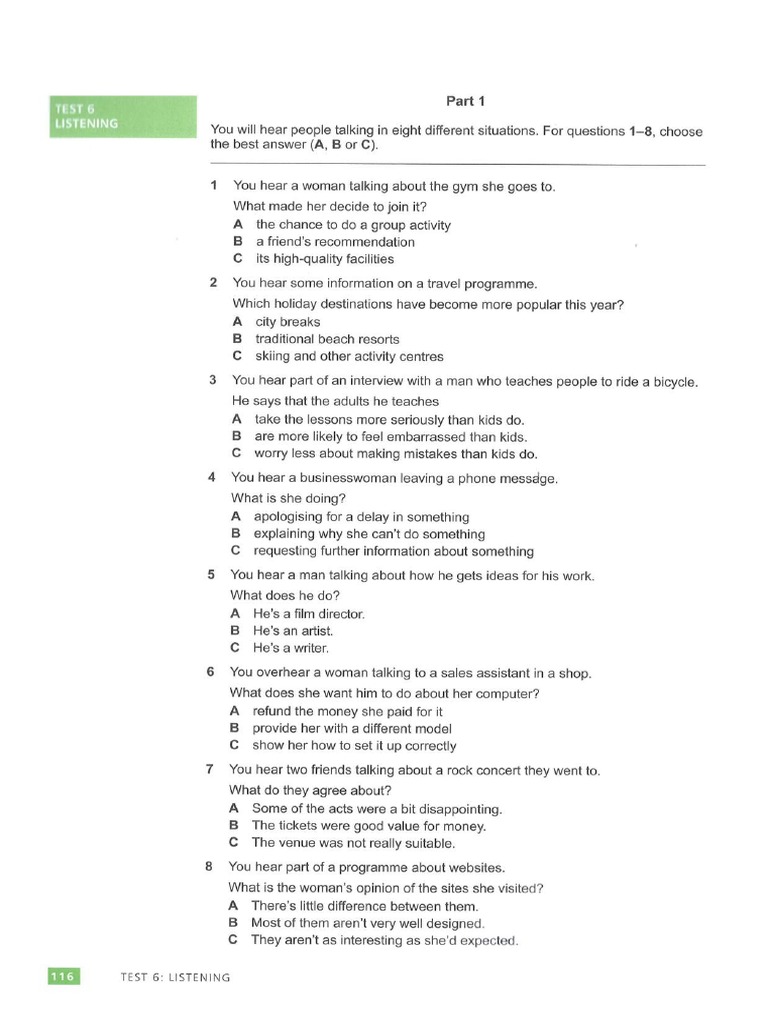 Test 6 Listening | PDF
