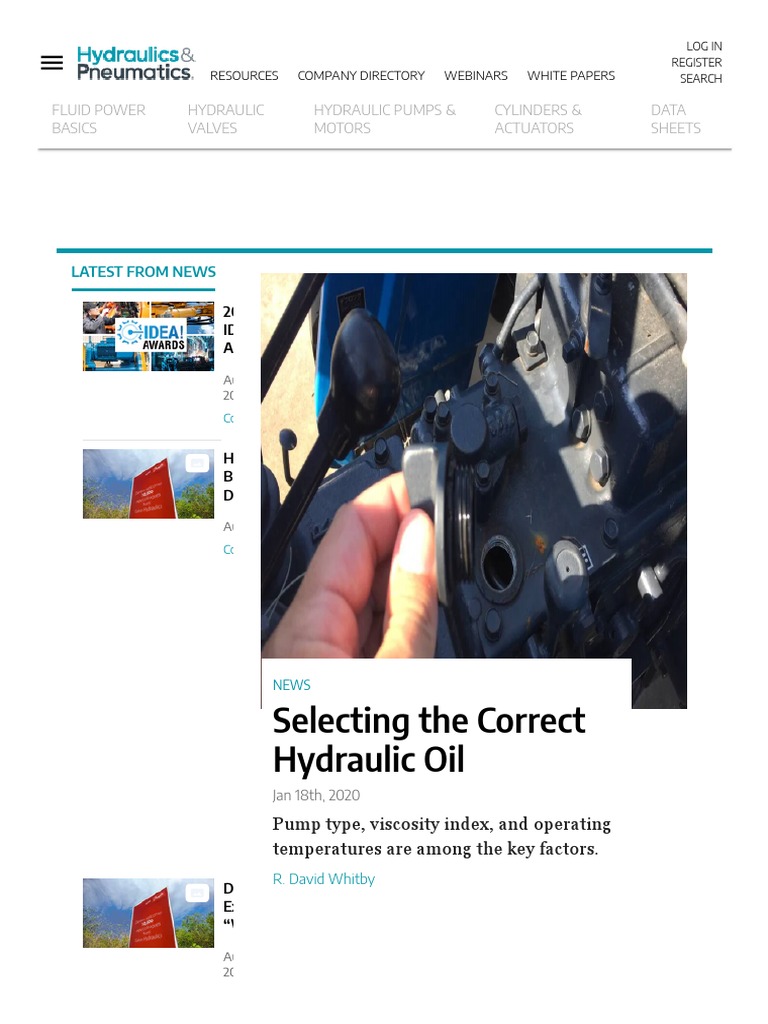 Selecting The Correct Hydraulic Oil Hydraulics & Pneumatics PDF