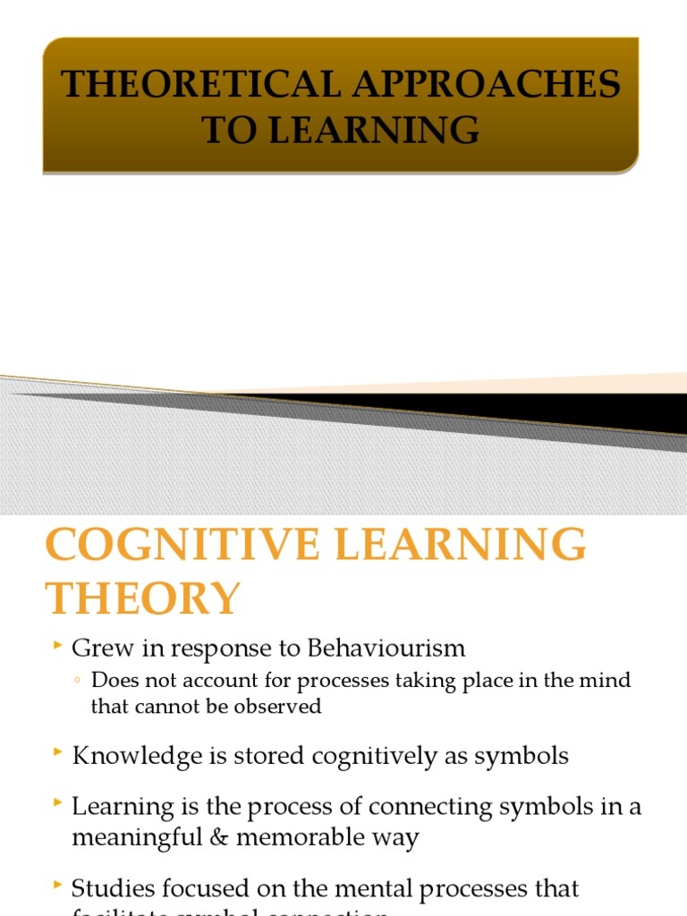 Cognitive Learning Theory Overview | PDF | Learning | Learning Theory ...