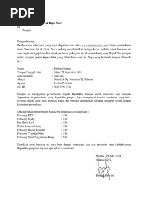 Download 63+ Contoh Surat Surat Lamaran Kerja Irian Terbaru Gratis
