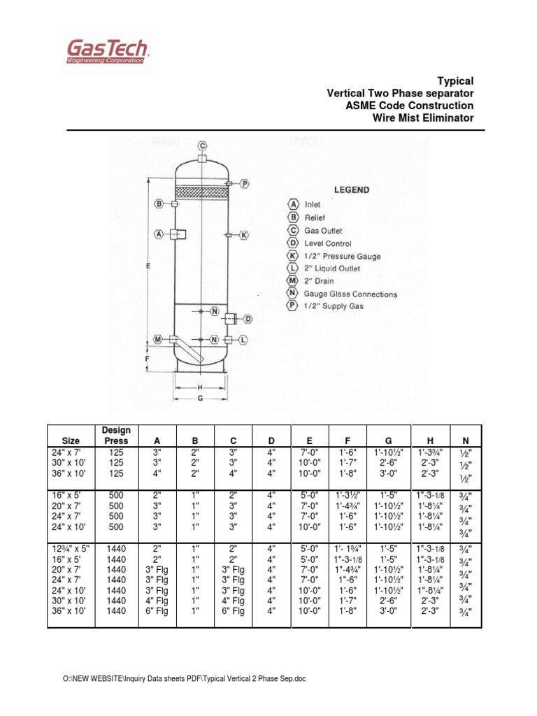 Vertical 2 Phase Separator | PDF
