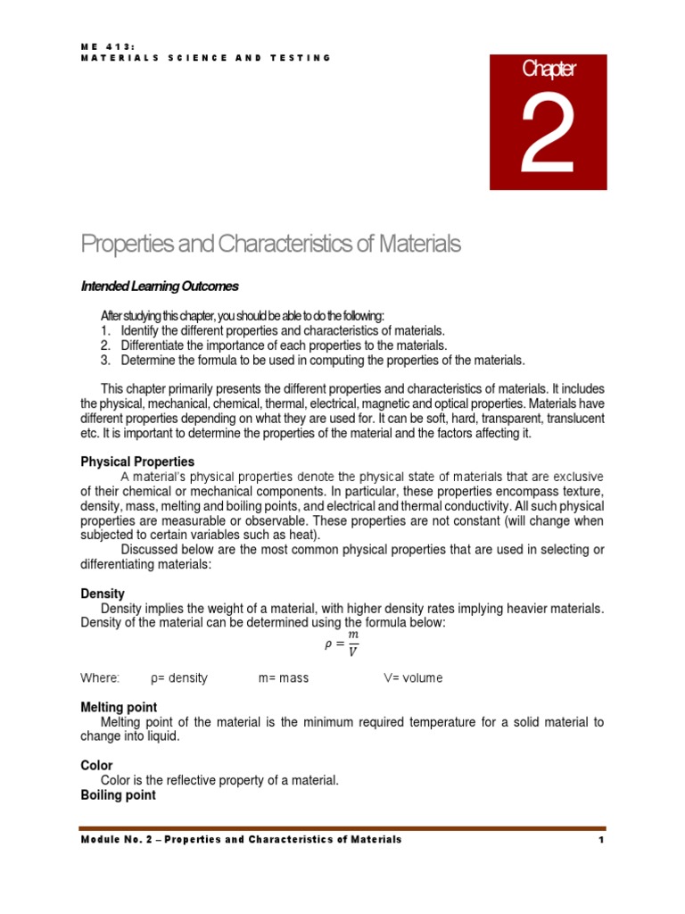 Properties and Characteristics of Materials | PDF | Deformation ...