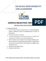 Centre For Social Responsibility and Leadership: Sample Selection Test Paper