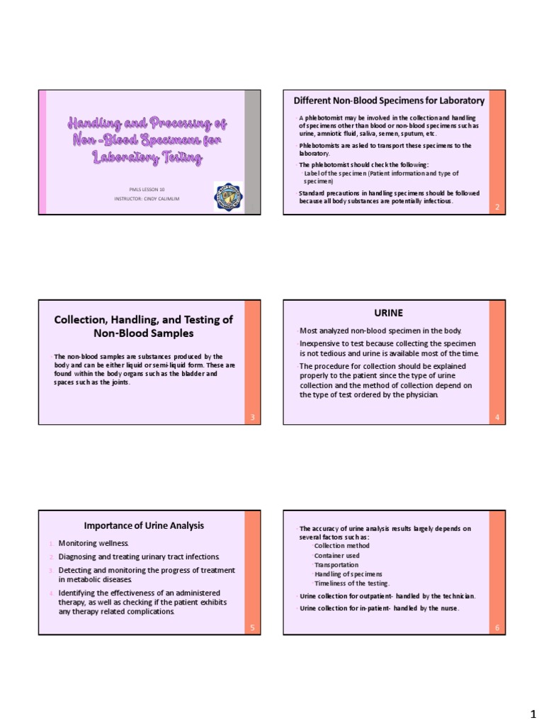 PMLS 2 Handling and Processing of Non Blood Specimens For Laboratory