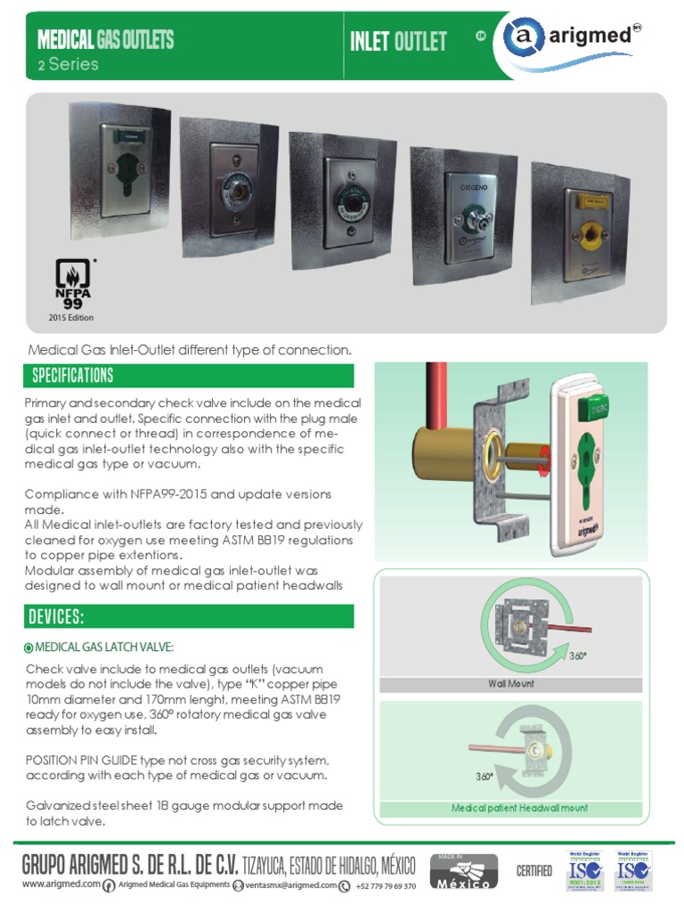 Medical Gas Outlets: Inlet Outlet | PDF | Valve | Pipe (Fluid Conveyance)