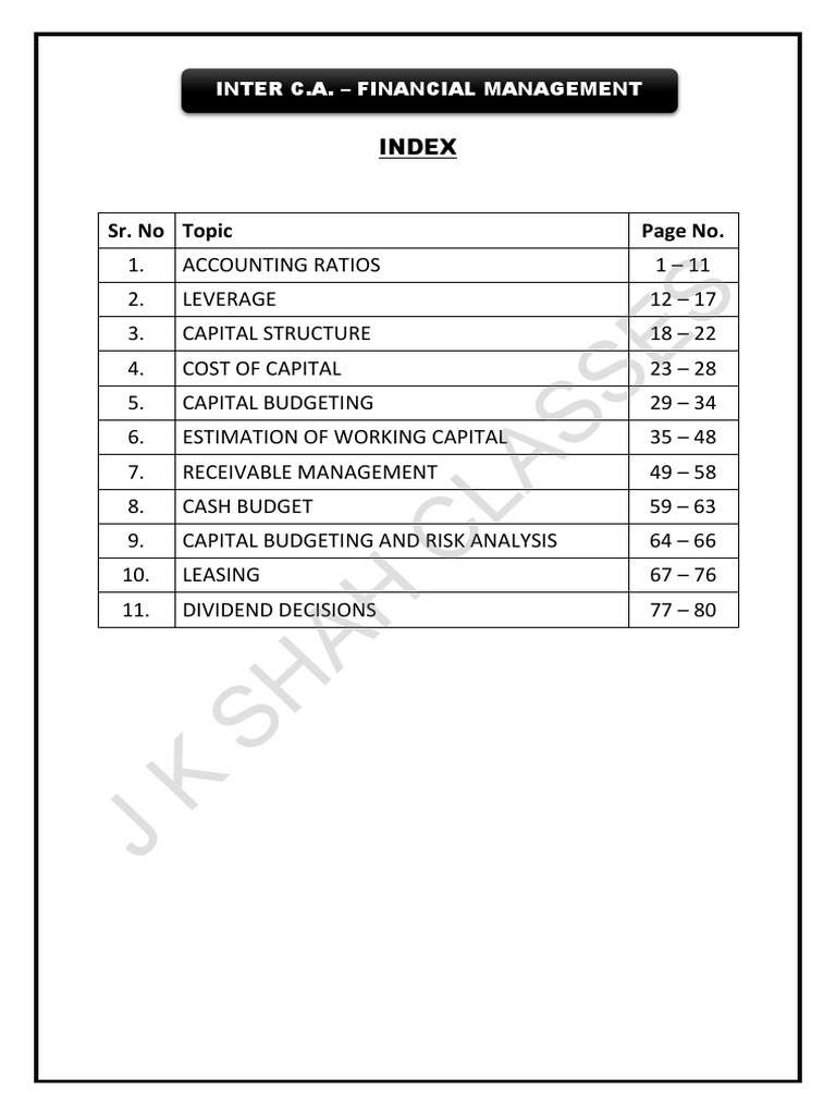 Inter CA Financial Management Homework Solutions | PDF | Equity ...