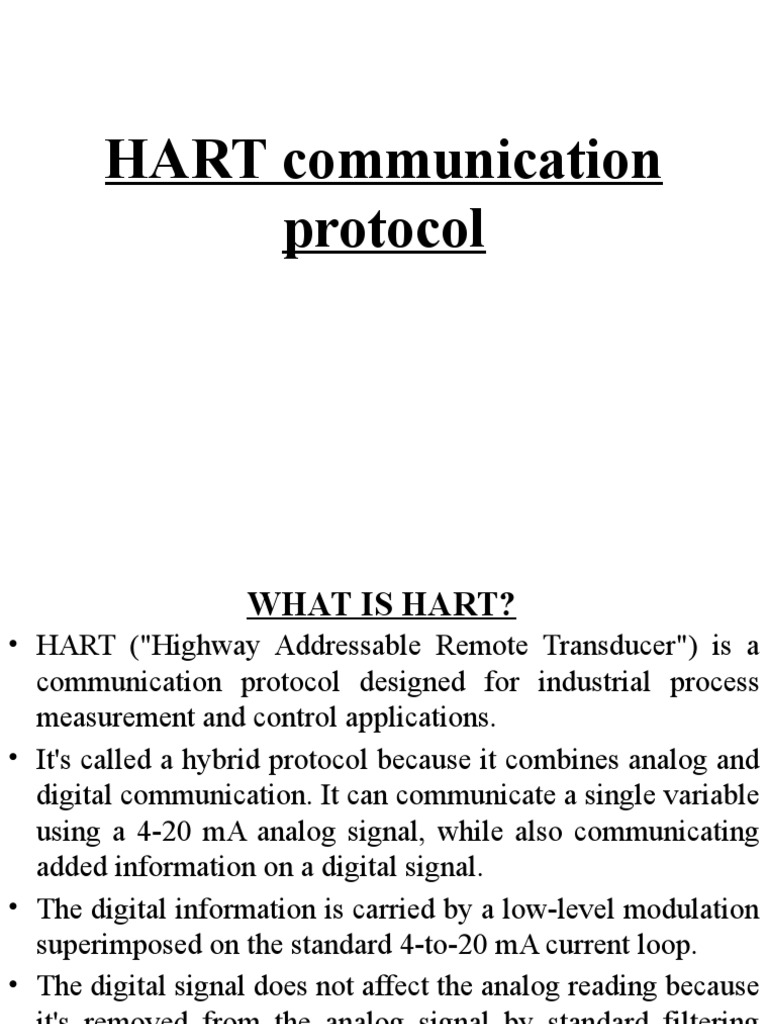 Presentation On HART Communication Protocol PDF Communication
