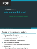 Lecture 4-Dictionaries and Tolerant Retrieval