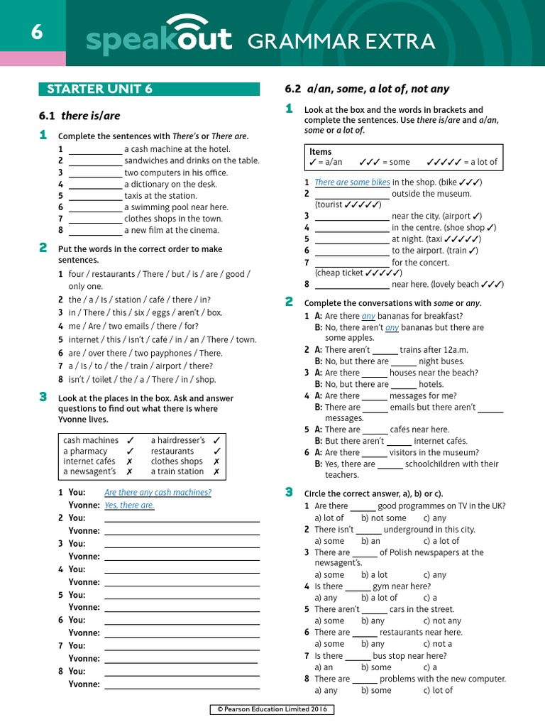 Speakout Grammar Extra Starter Unit 6 | PDF
