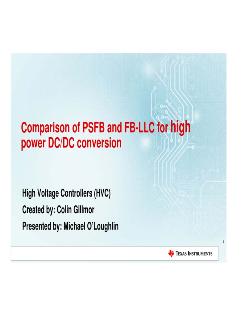 PSFB vs FB-LLC in DC/DC Conversion | PDF | Rectifier | Transformer