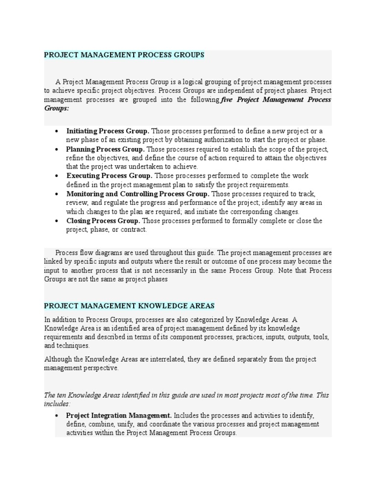 Overview of Project Management Process Groups | PDF | Project ...