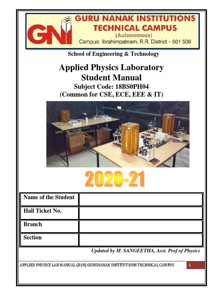 Updated Ap Lab Manual 2020 Pdf Semiconductors P N Junction