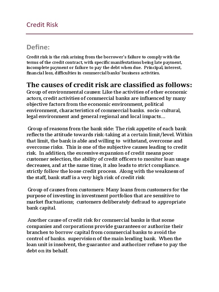 Credit Risk: Causes and Management | PDF | Banks | Credit Risk