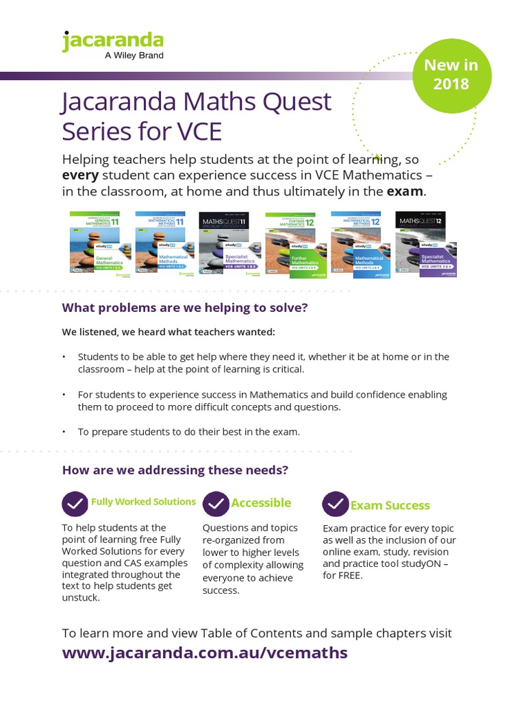 VCE Maths Success with Jacaranda Series | PDF | Mathematics | Test ...