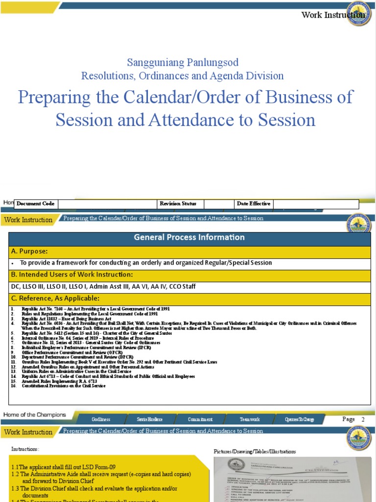 Session Calendar Preparation Guidelines | PDF | Local Ordinance | Crime ...