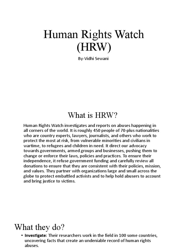 Overview of Human Rights Watch | PDF | Human Rights Watch | Human Rights