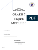 Grade 7 English: Region V Division of Masbate Masbate Souteastern Institute