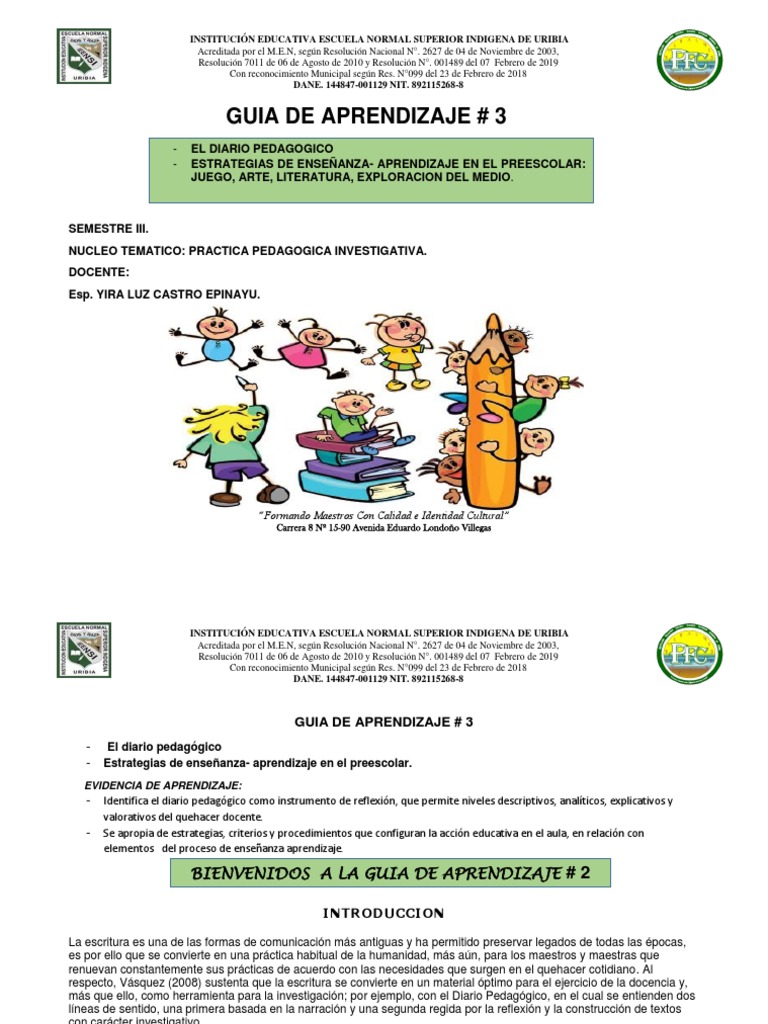 Guia 3 Practica | PDF | Educación de la primera infancia | Aprendizaje