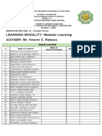 LEARNING MODALITY: Modular Learning ADVISER: Mr. Khevin C. Rebaca