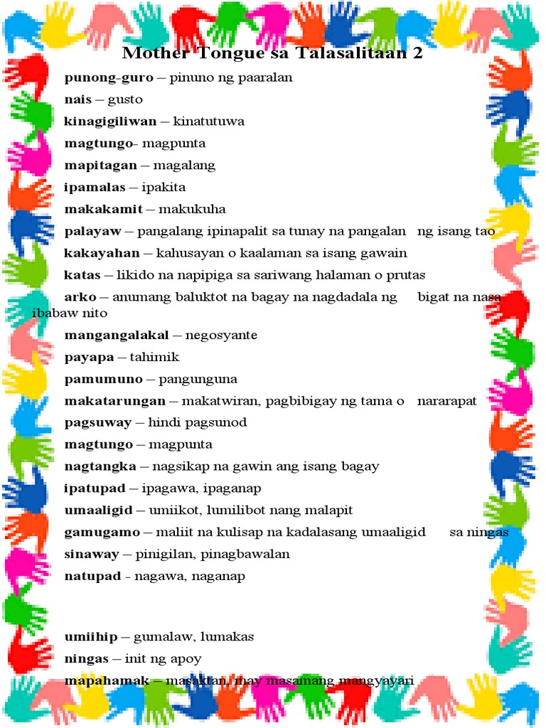 Mother Tongue Talasalitaan | PDF