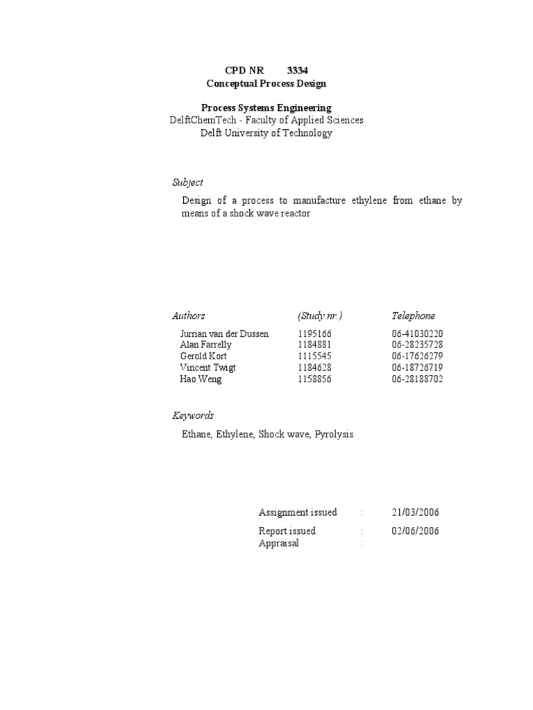 CPD 3334 | PDF | Cracking (Chemistry) | Chemical Reactor