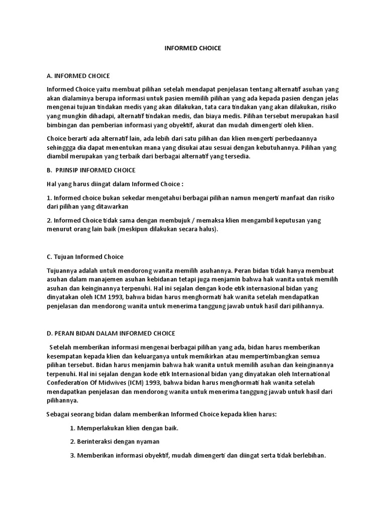 Informed Choice dalam Asuhan Kebidanan | PDF