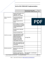 Project Checklist For ISO 17025:2017 Implementation