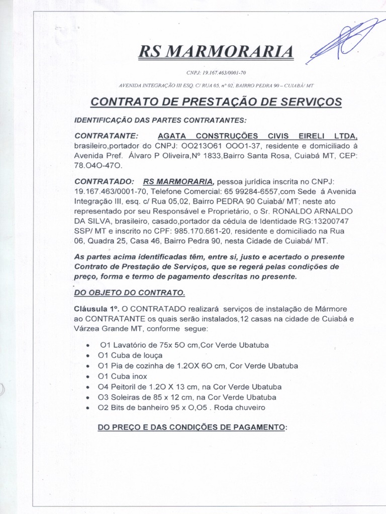 Contrato RS Marmoraria | PDF