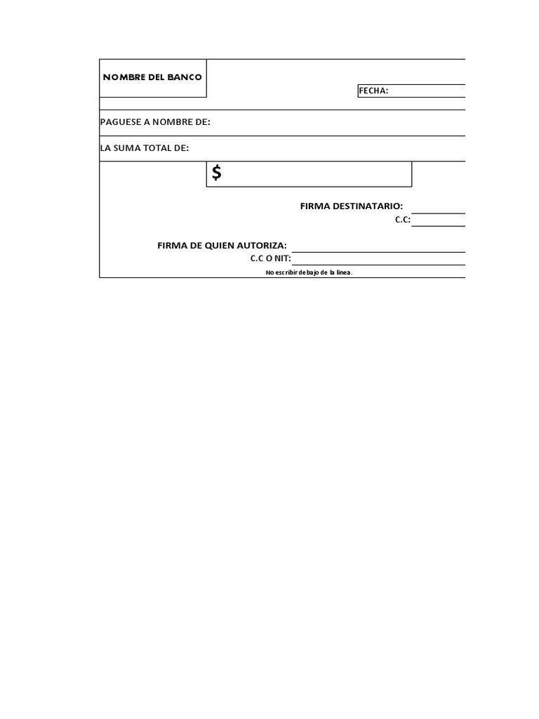Formato de Cheque para Imprimir | PDF