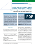 Herida Penetrante Del Tórax Por Un Proyectil de Arma de Fuego Localizado Inicialmente en El Ventrículo Izquierdo y Luego en La Arteria Renal Derecha