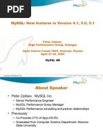 Mysql: New Features in Version 4.1, 5.0, 5.1