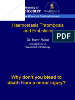 Haemostasis Thrombosis and Embolism: Dr. Kevin West