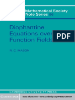 (London Mathematical Society Lecture Note Series 96 Digit. Print. 1999) Unknown - Diophantine Equations Over Function Fields-Cambridge University Press