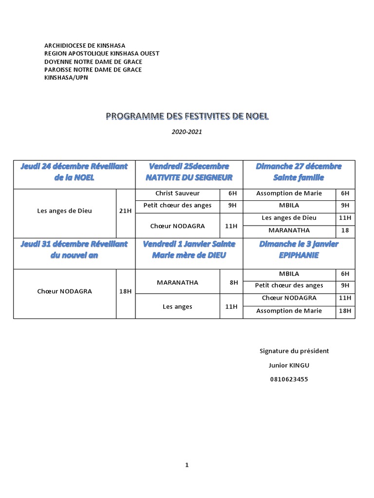 Programme des Messes 2020-2021 | PDF | Carême | Expérience et ...