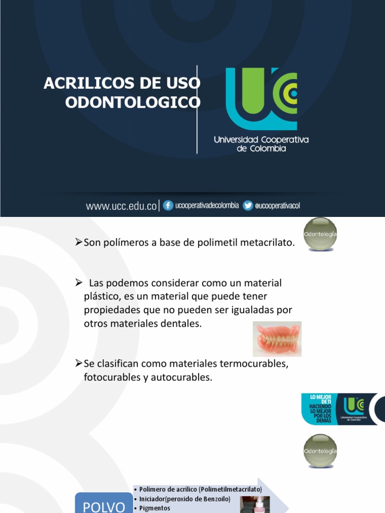 Aplicaciones y propiedades de los acrílicos de uso odontológico | PDF ...