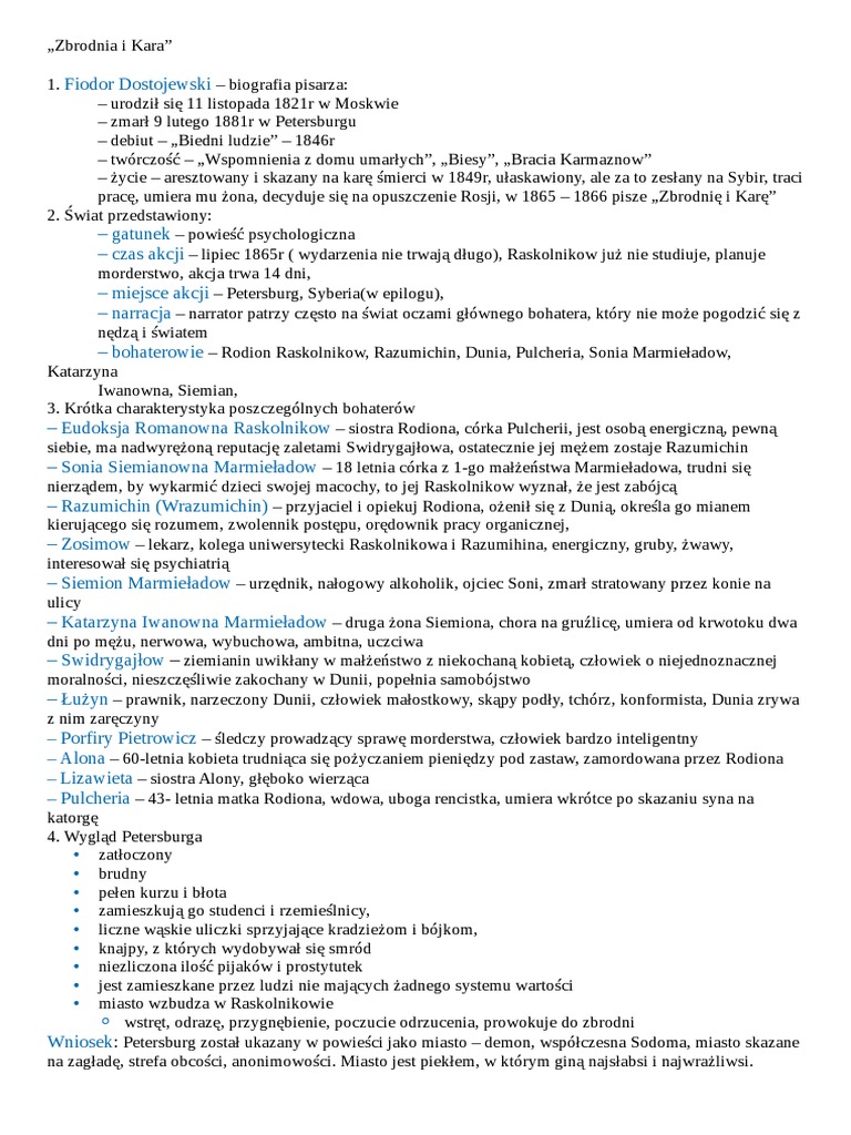 Zbrodnia I Kara Pdf Za Darmo