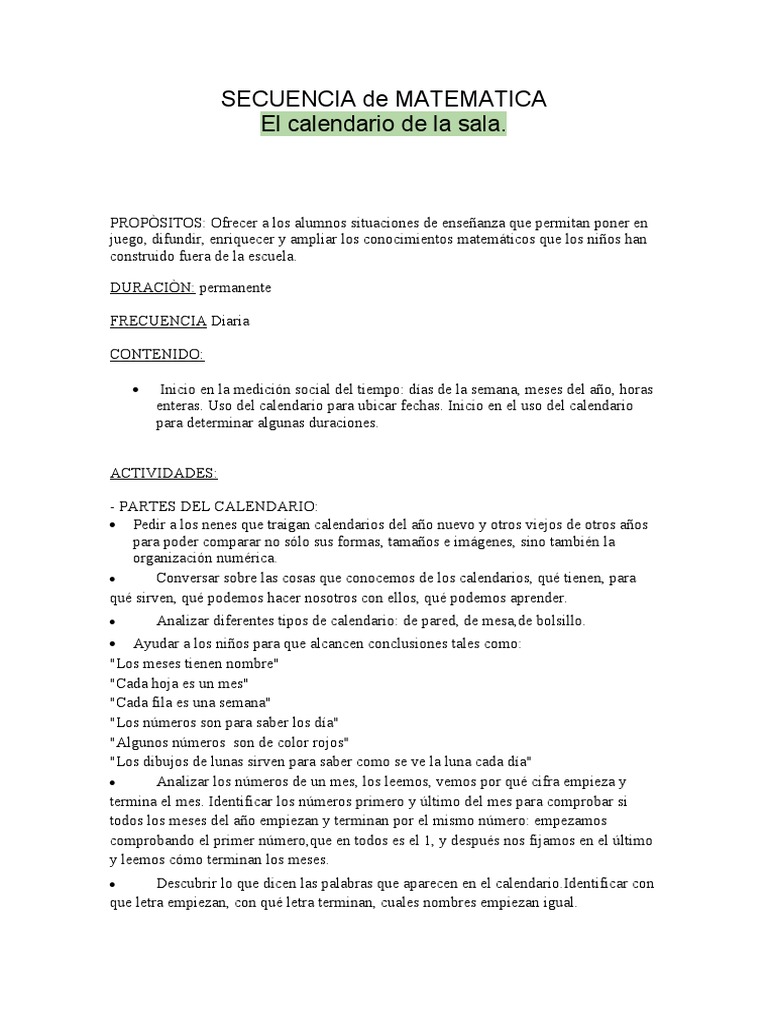 Enseñanza de Matemáticas con Calendarios | PDF | Calendario