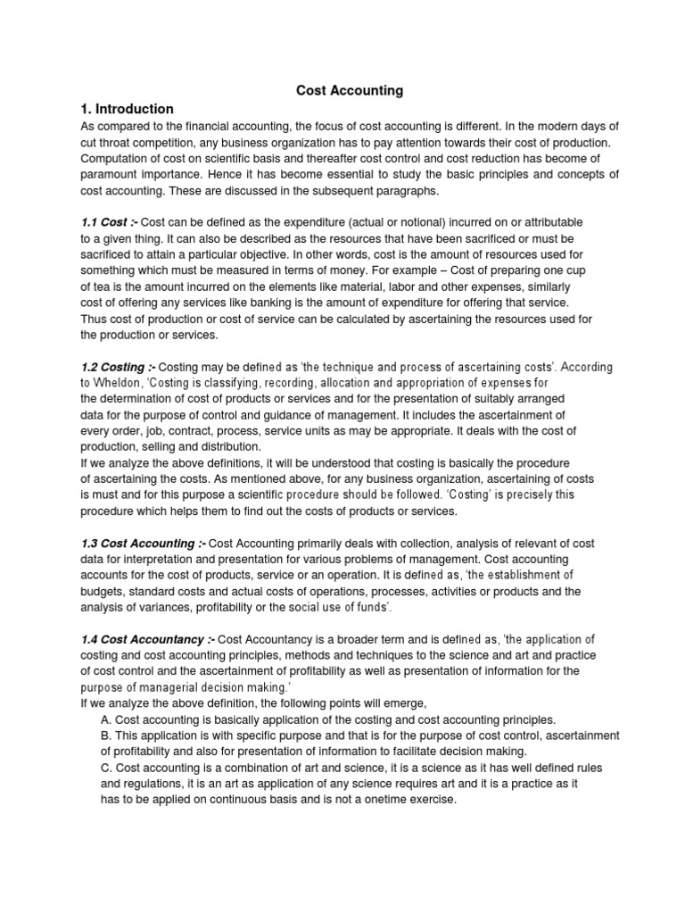 Cost Accounting Lecture Notes | PDF | Cost Accounting | Cost Of Goods Sold