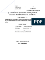 To Study The Impact of Advertisement of Consumer Durable Goods On Consumer Brand Preference at Jalandhar