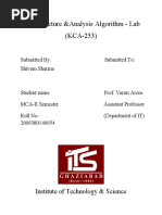 Data Structure &analysis Algorithm - Lab (KCA-253) : Institute of Technology & Science