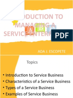Introduction To Managing A Service Enterprise