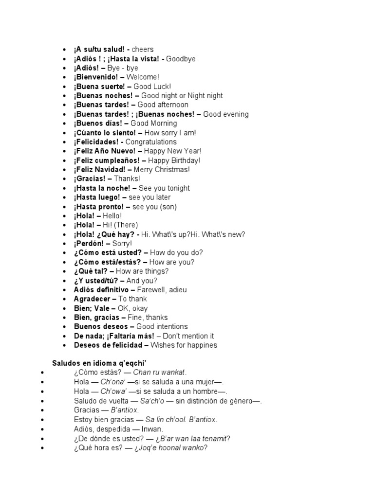 Saludos en Idioma Q'eqchi' PDF