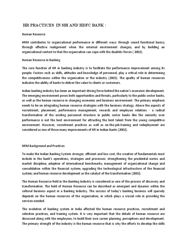 HRM Practices in Indian Banking Sector | PDF | Human Resource ...